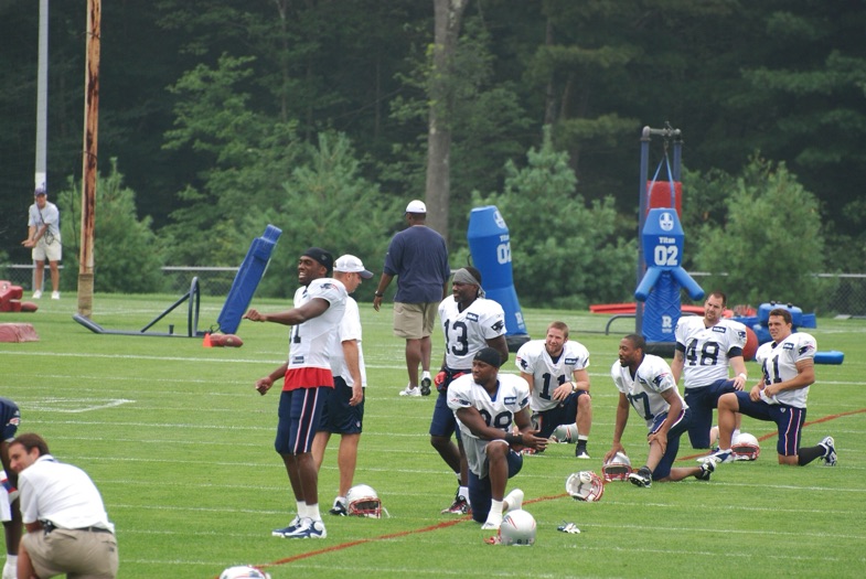 New England Patriots warming up