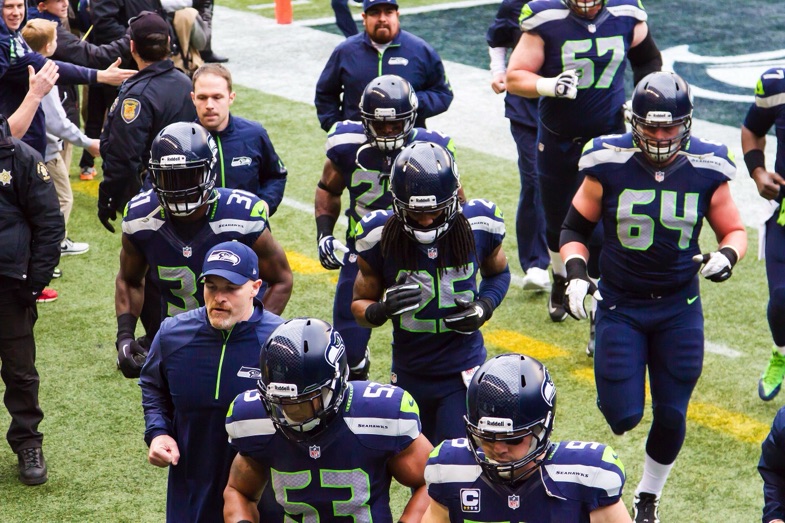 Seattle Seahawks walking onto the field